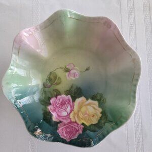 Vintage Hand Painted Floral Porcelain Bowl